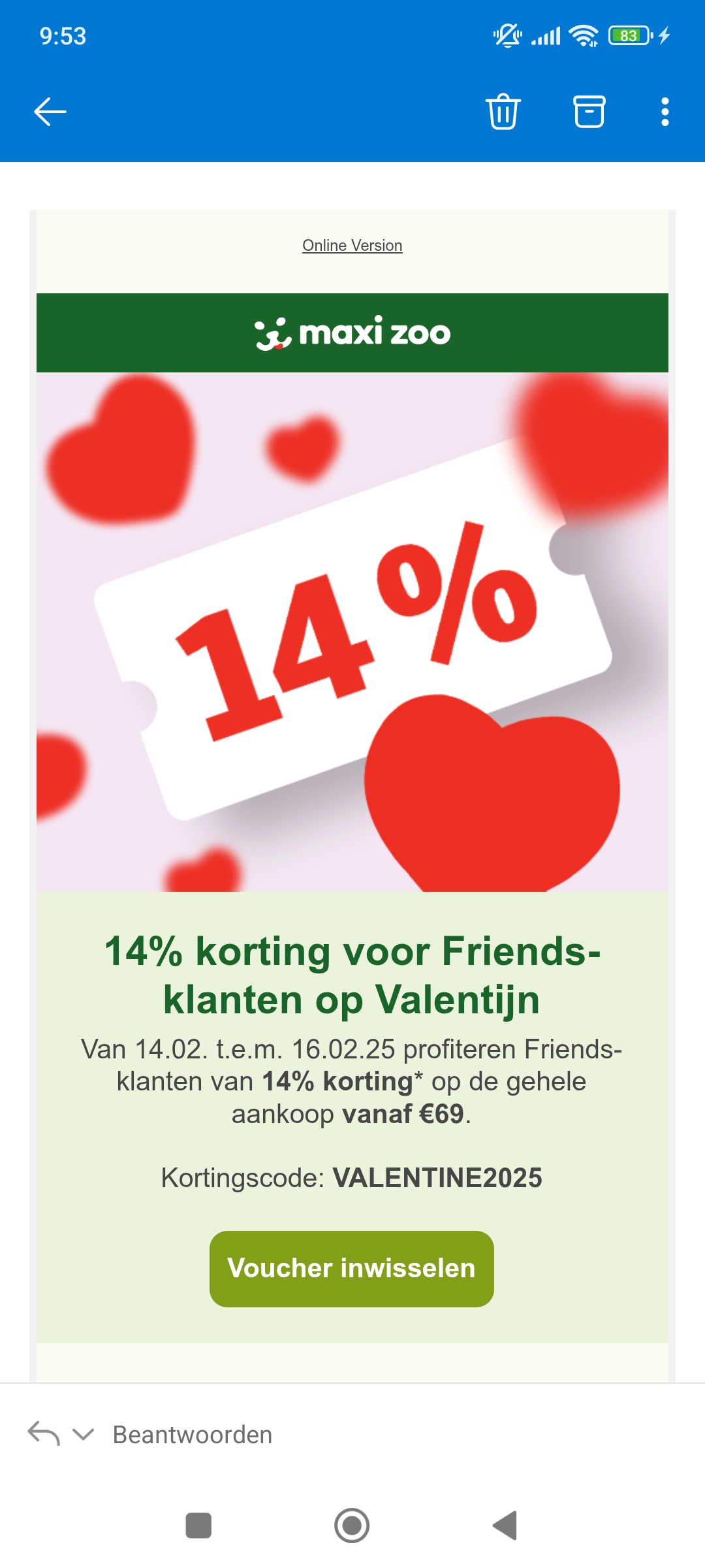 Maxi zoo: 14% korting