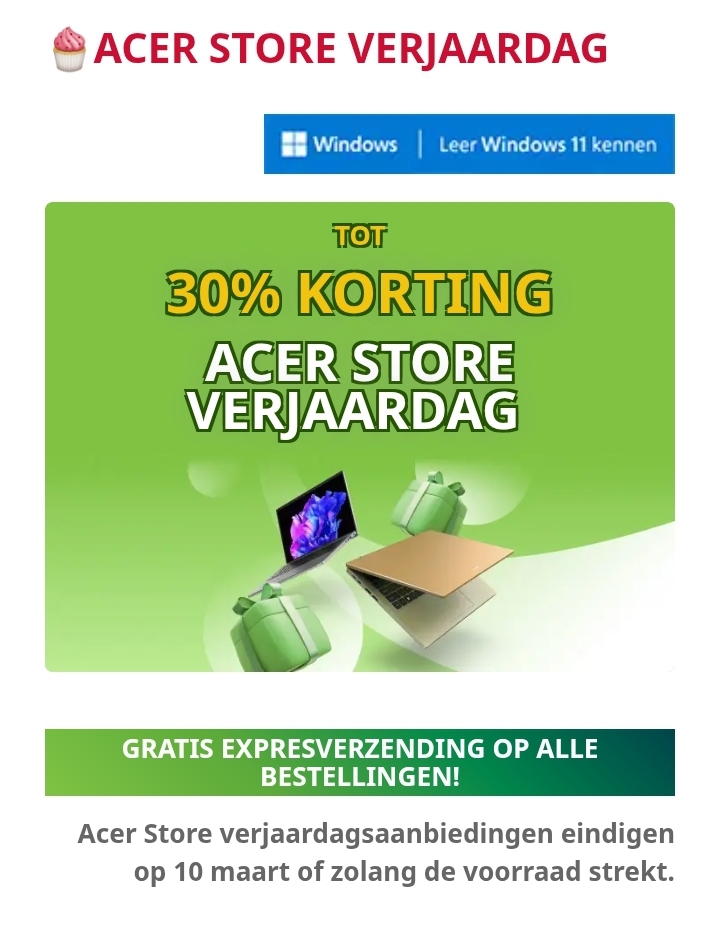 ACER STORE tot 30% korting