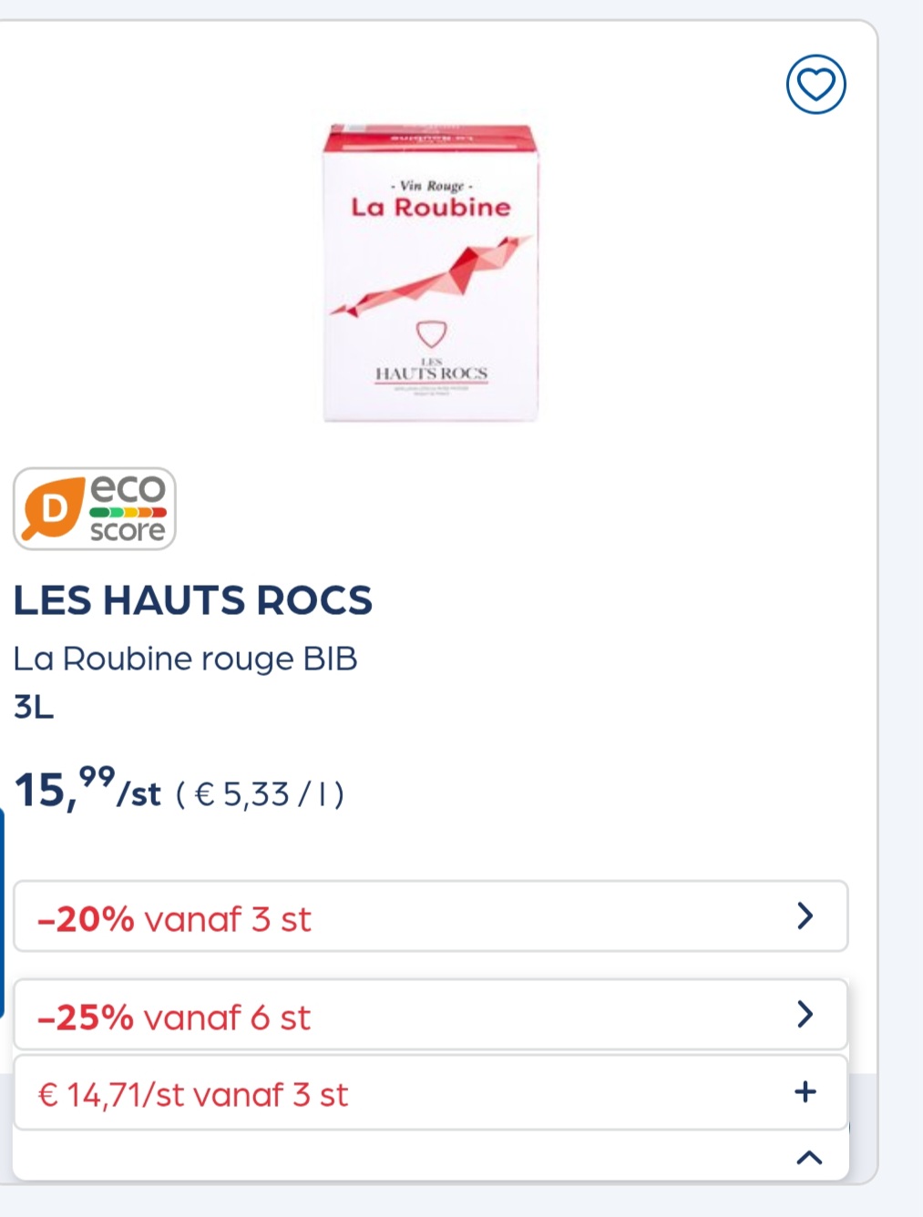 Collect&go LES HAUTS ROCS La Roubine rouge BIB 3L
