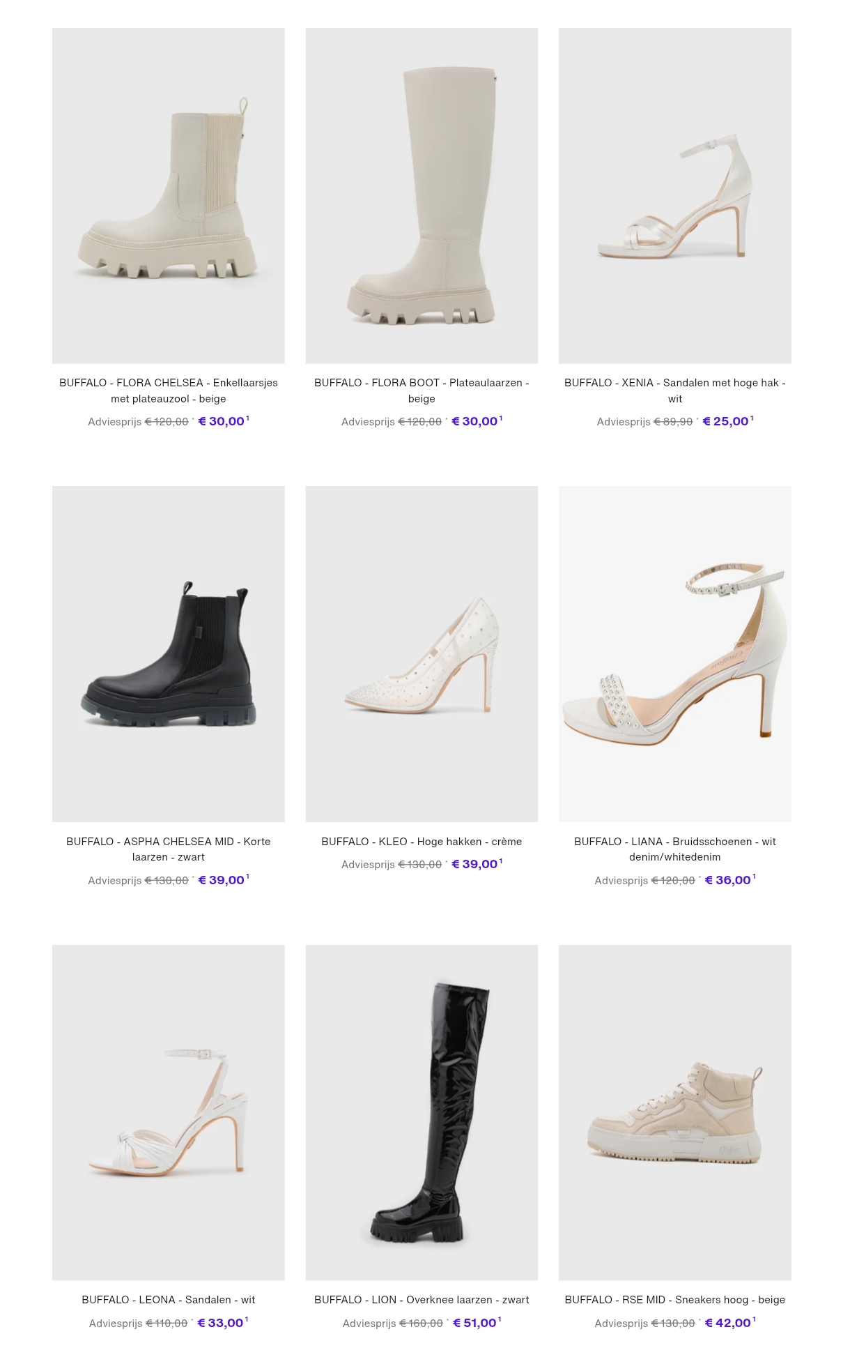 Buffalo schoeisel tot 75% korting