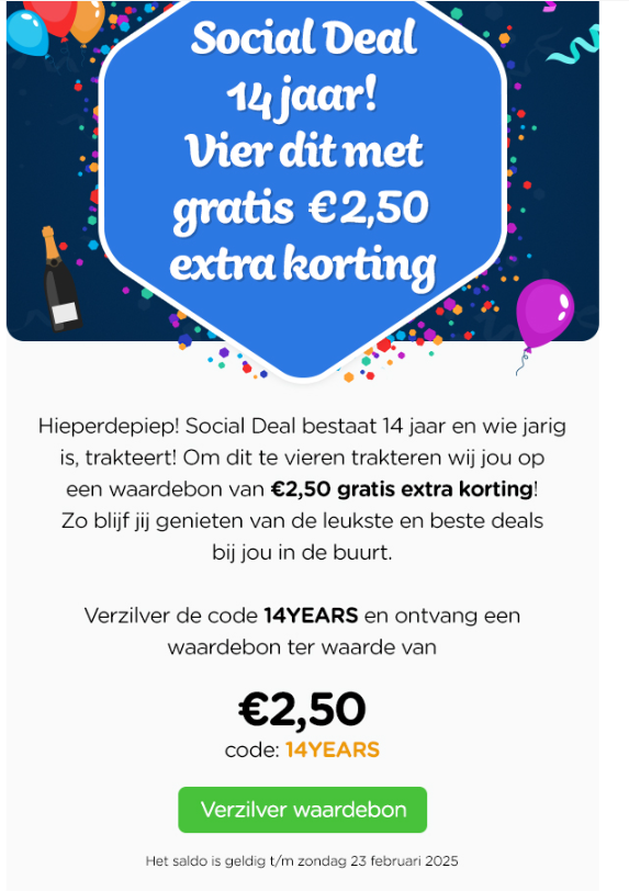 €2,50 korting bij Social Deal 🎟️