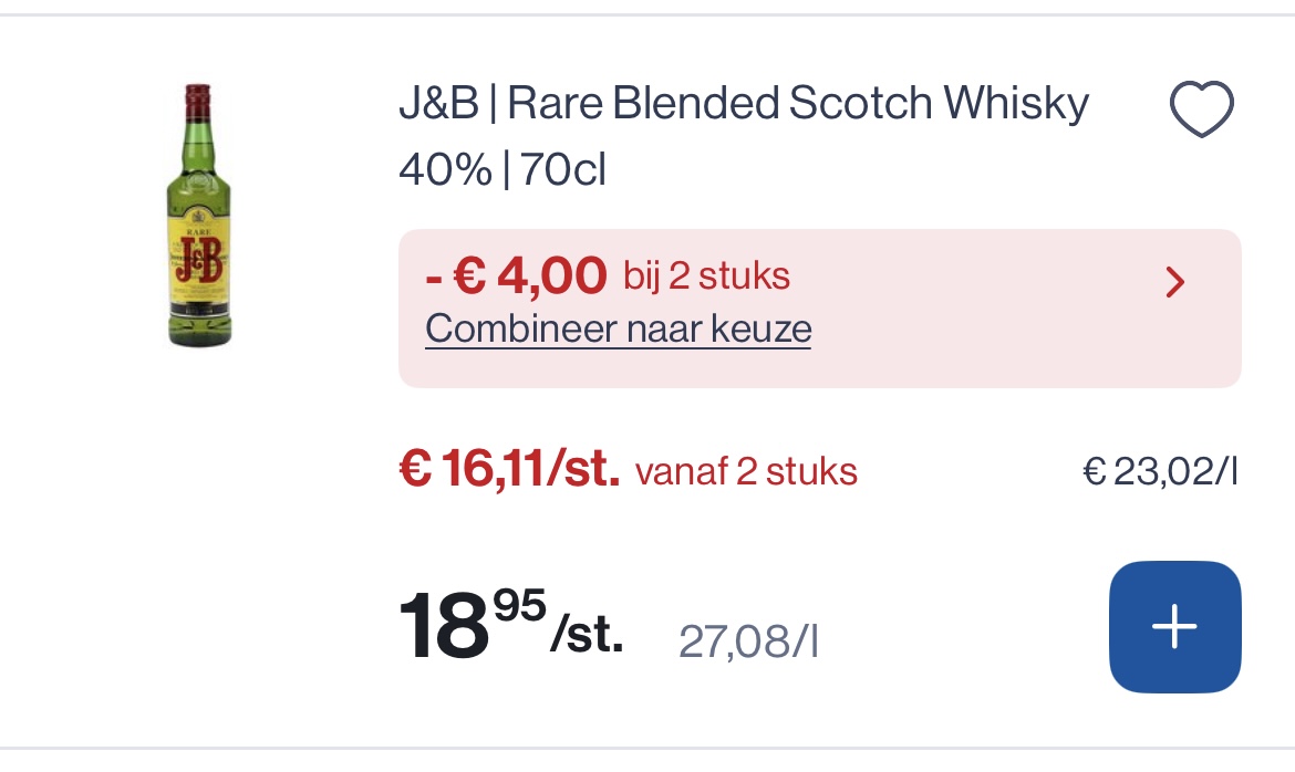 J&b rare blended scotch whisky 40% 70 cl