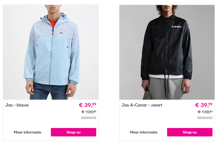 Napapijri jassen vanaf 39,99 euro