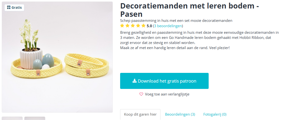 gratis patroon 🥚 decoratiemanden met leren bodem