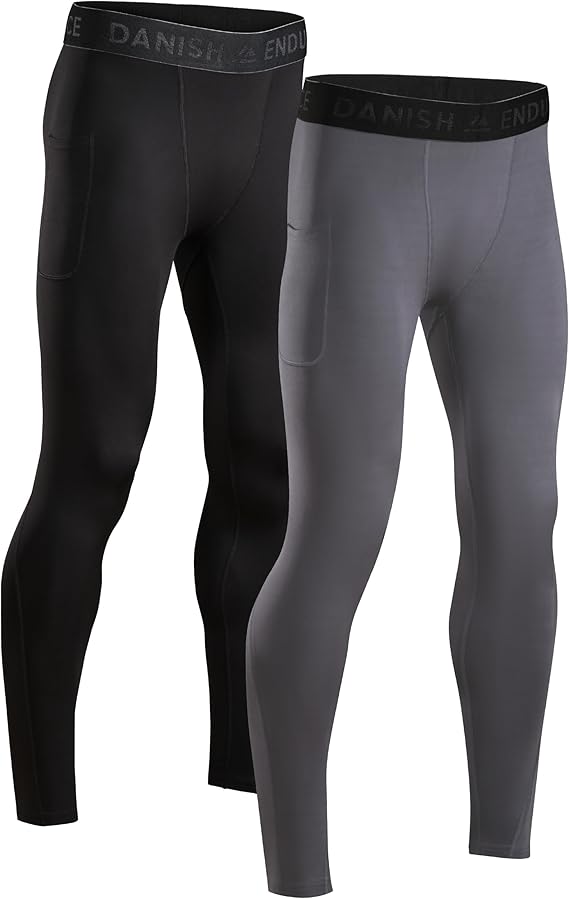 DANISH ENDURANCE Compressieleggings voor heren, sport en hardlopen, 2 stuks