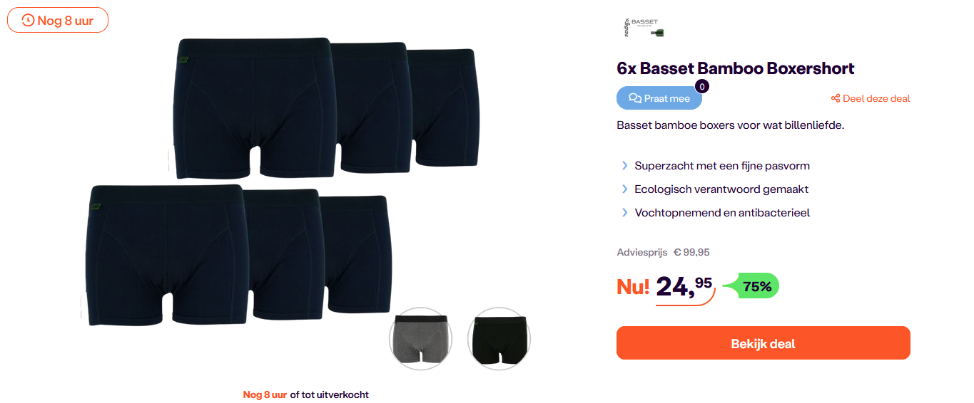 6x Basset Bamboo Boxershort