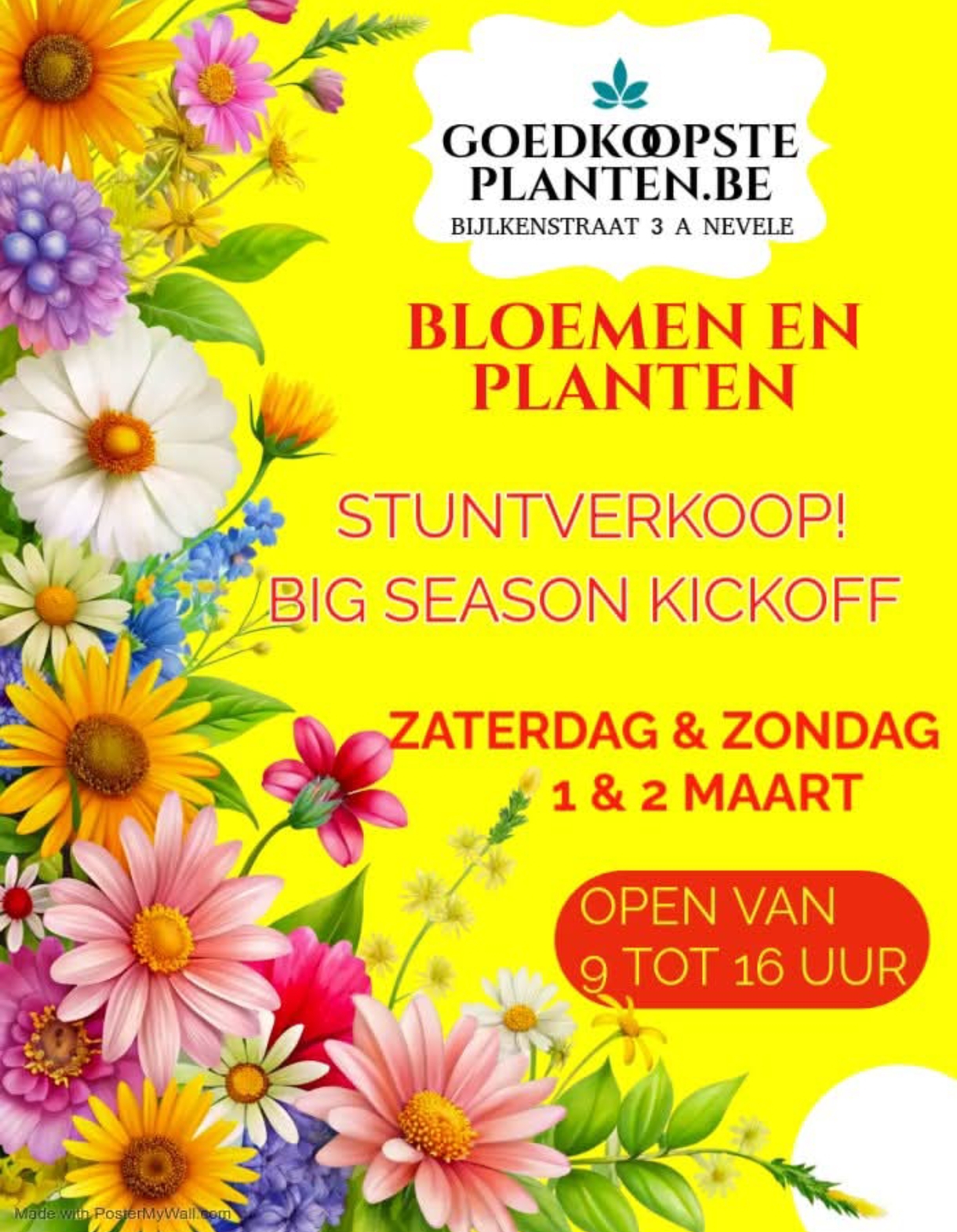 VRIJE VERKOOP ZATERDAG 1 MAART EN ZONDAG 2 MAART