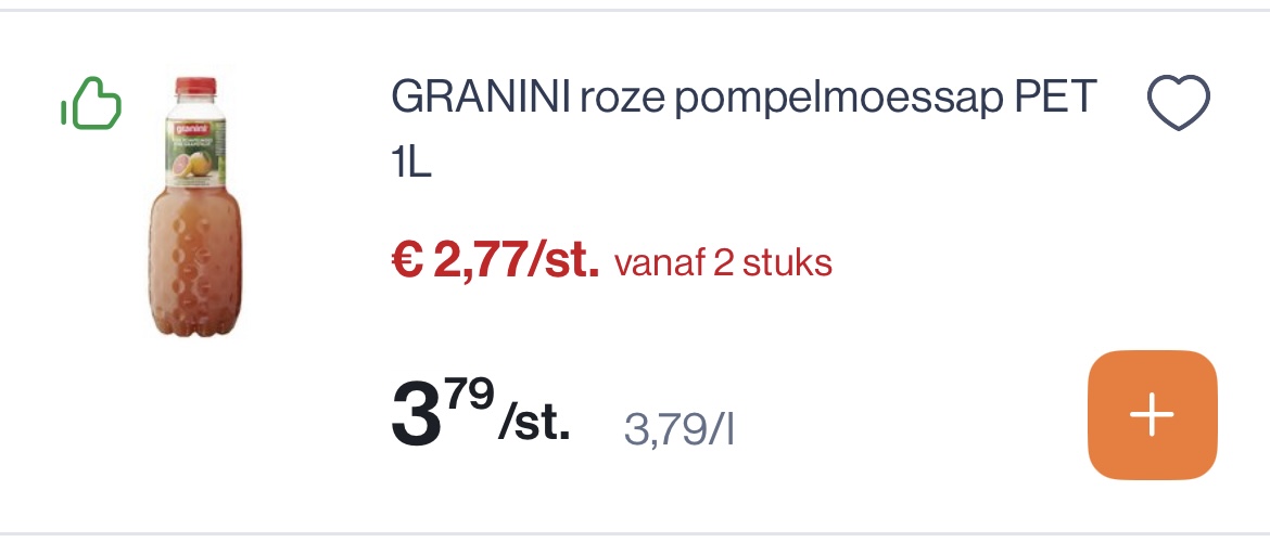 Granini roze pompelmoessap pet 1L