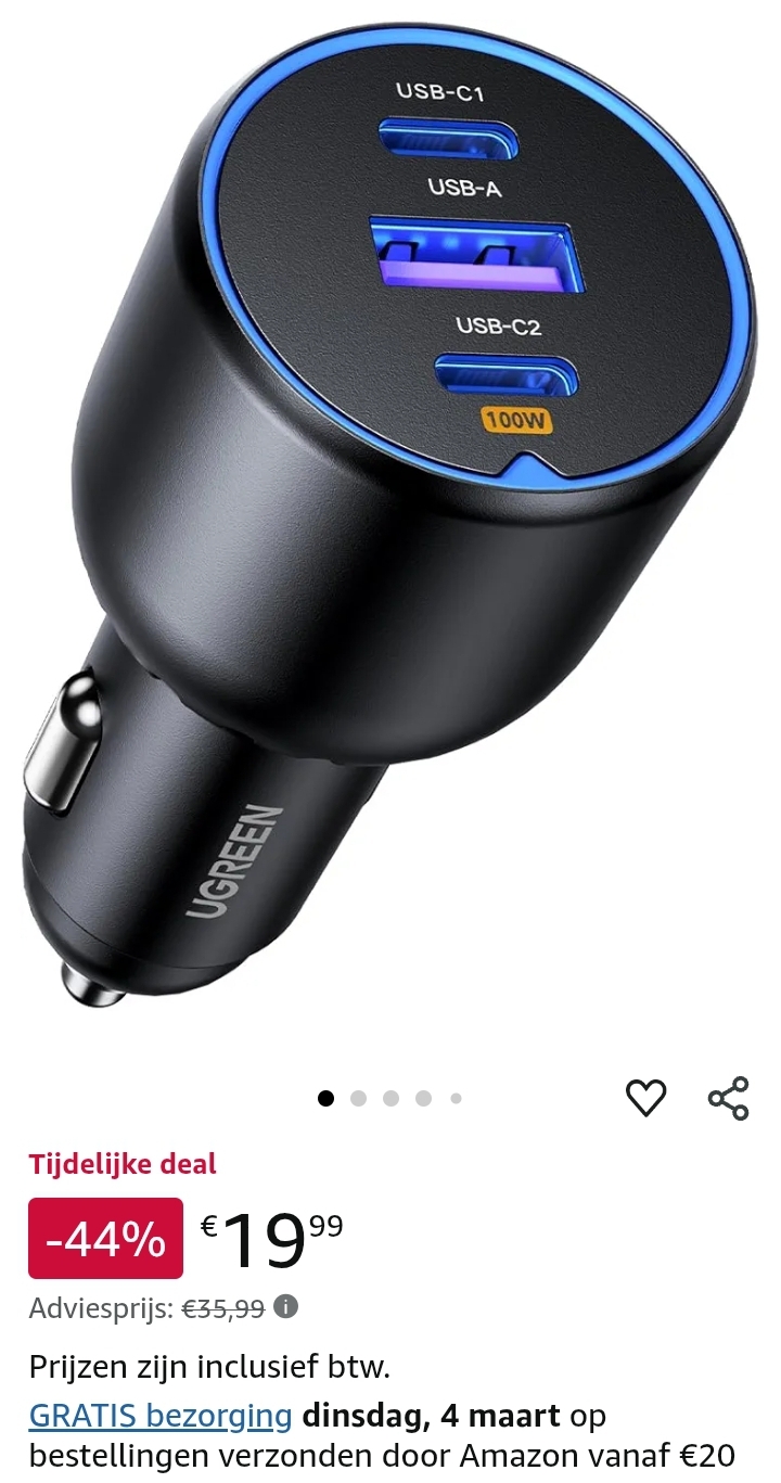 UGREEN sigarettenaansteker USB C