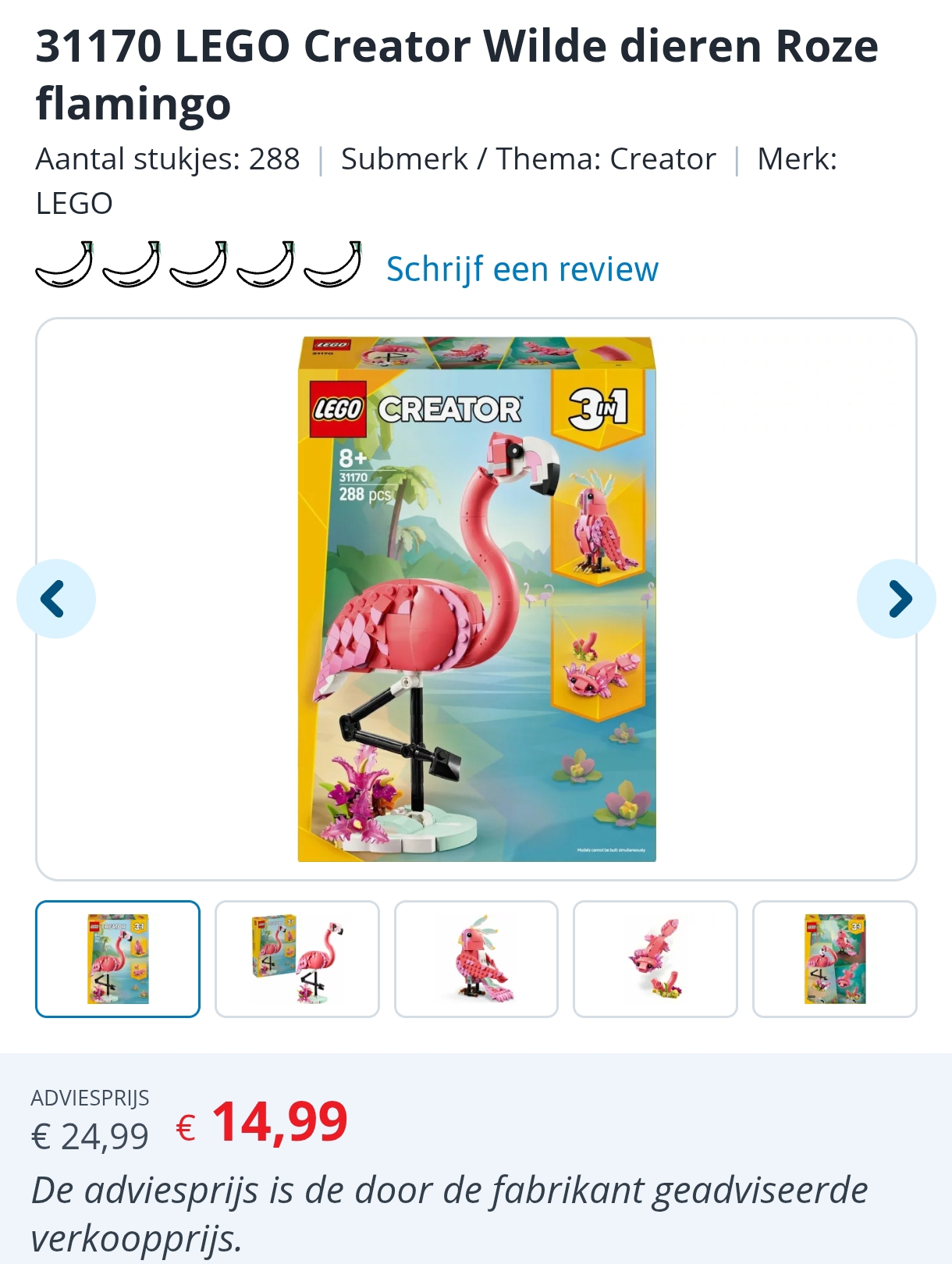 Lego flamingo 🦩€14,99 bij Toychamp