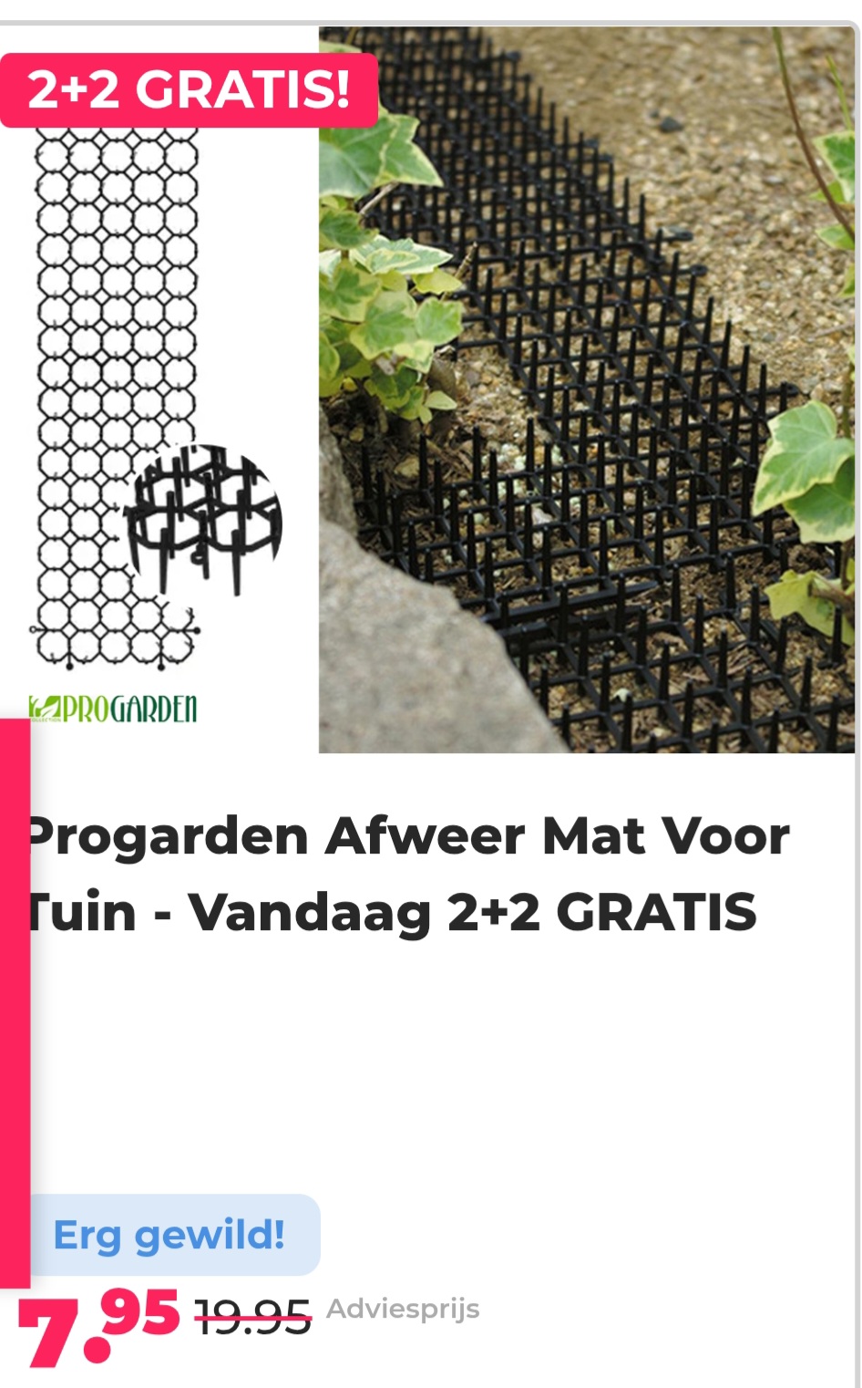 Progarden Afweer Mat Voor Tuin - Vandaag 2+2 GRATIS -60% bij voordeelvanger.nl