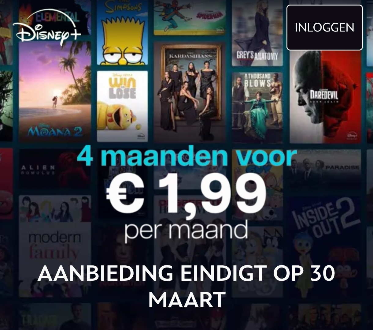 Disney+ voor 1,99€ per maand 4 maand lang