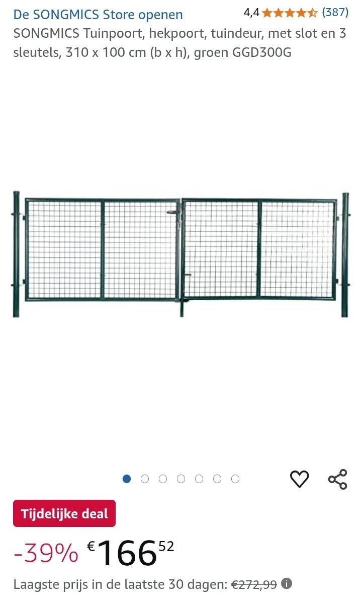 SONGMICS Tuinpoort 310 x 100 cm