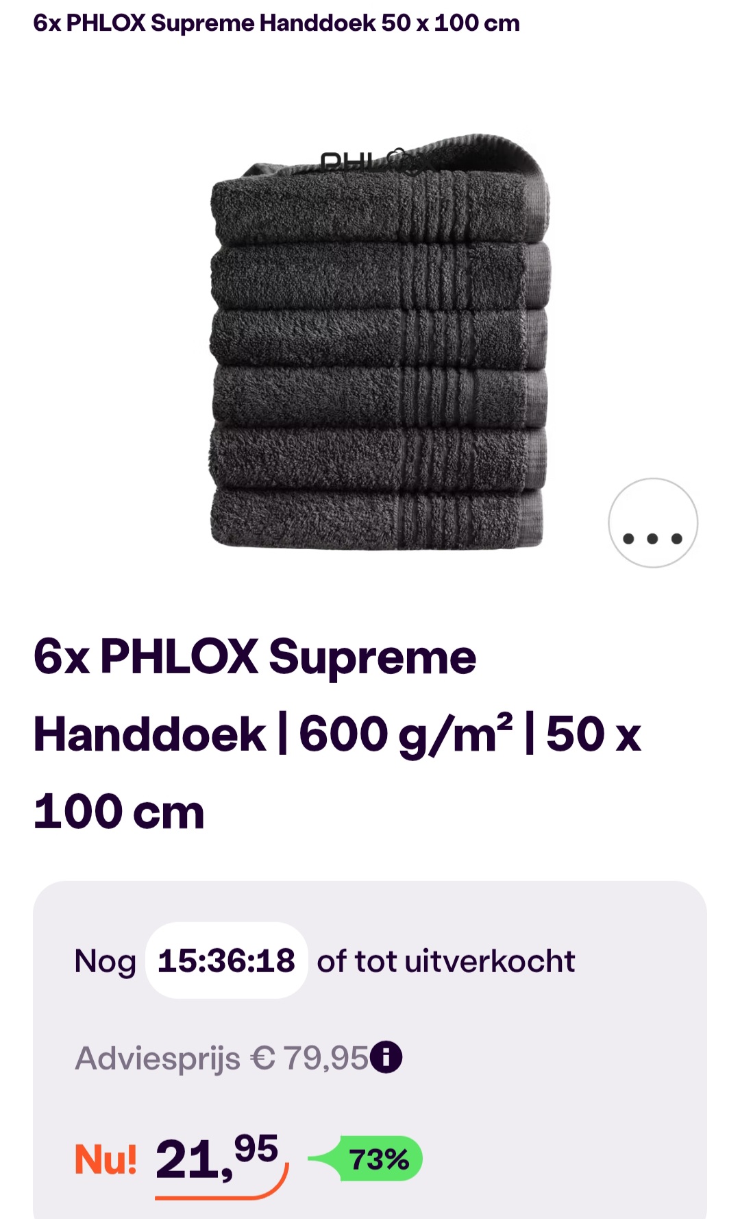 6x PHLOX Supreme Handdoek -73% bij ibood.com