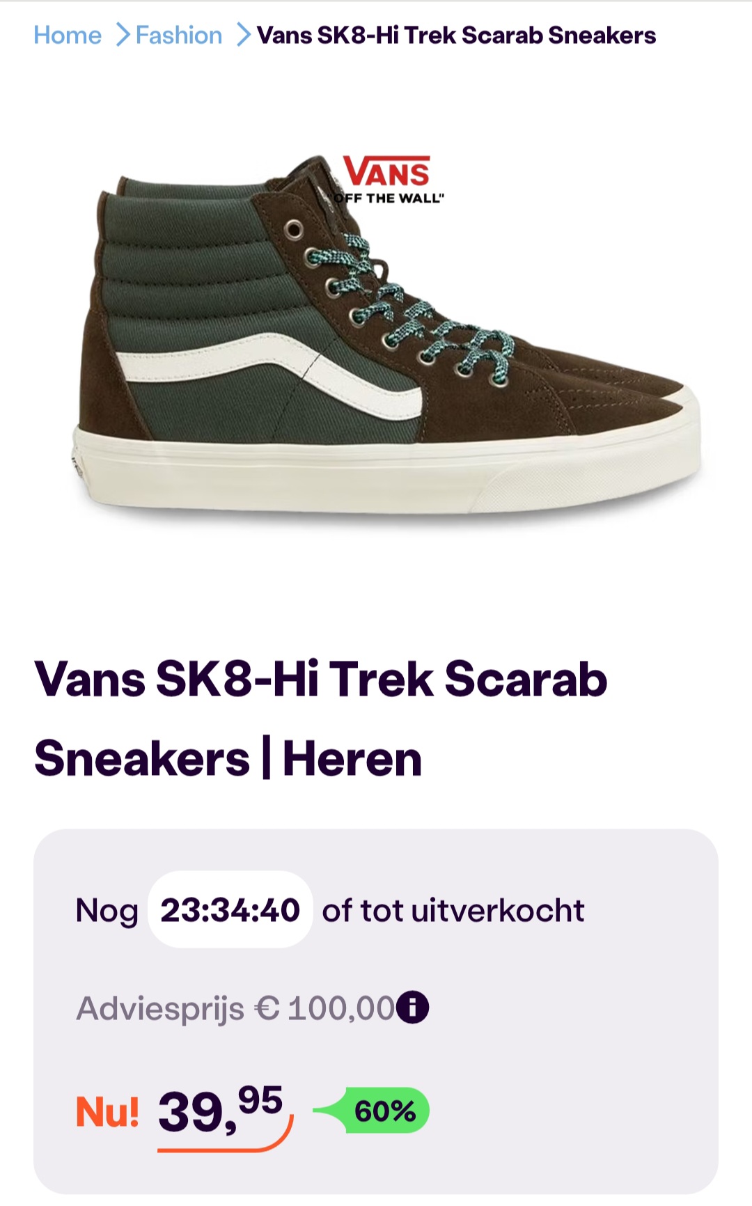 Vans SK8-Hi Trek Scarab Sneakers Heren -60% bij ibood.com