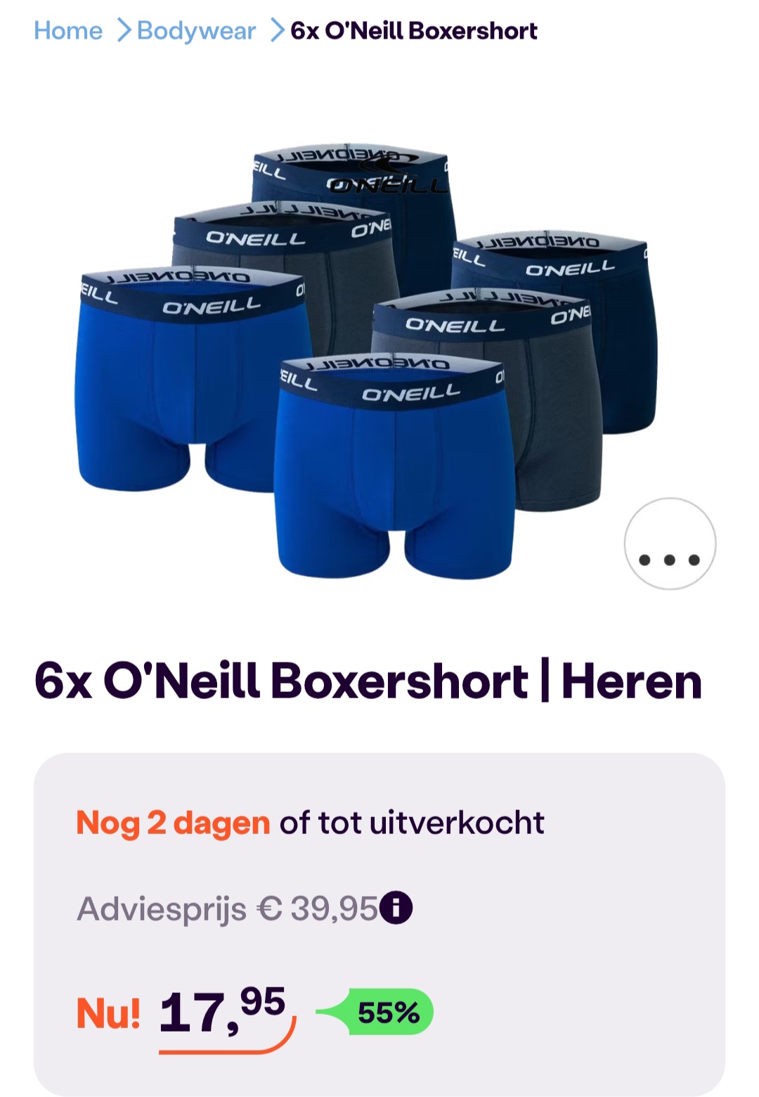 6x O'Neill Boxershort Heren -55% op ibood.com