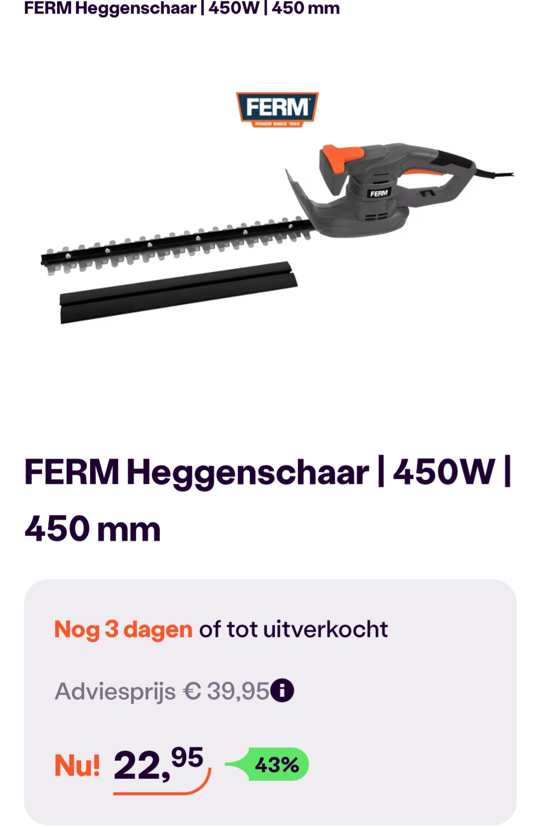 FERM Heggenschaar -43% bij ibood.com