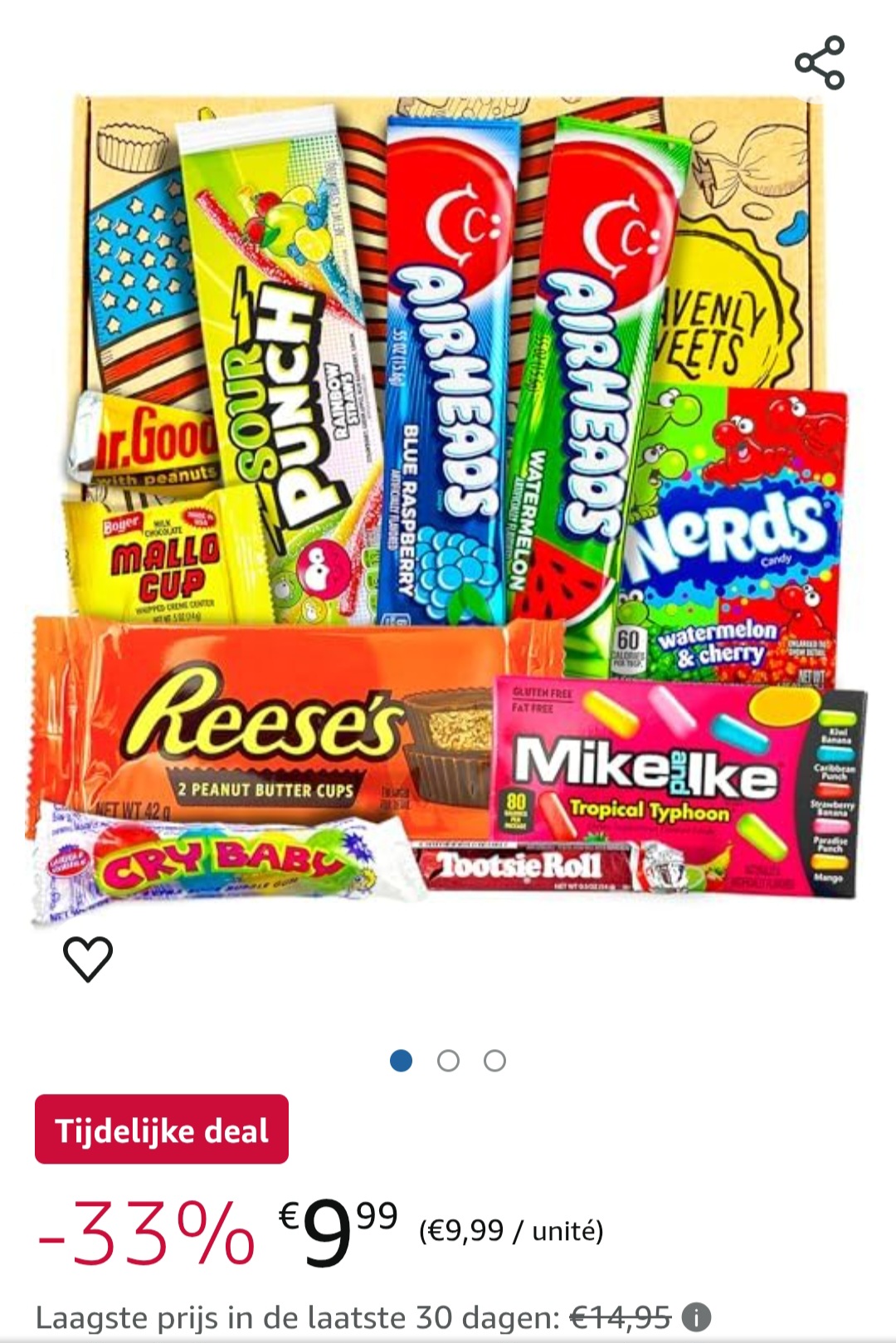 Amerikaanse snoep en chocolade assortiment -33% bij amazon.com.be