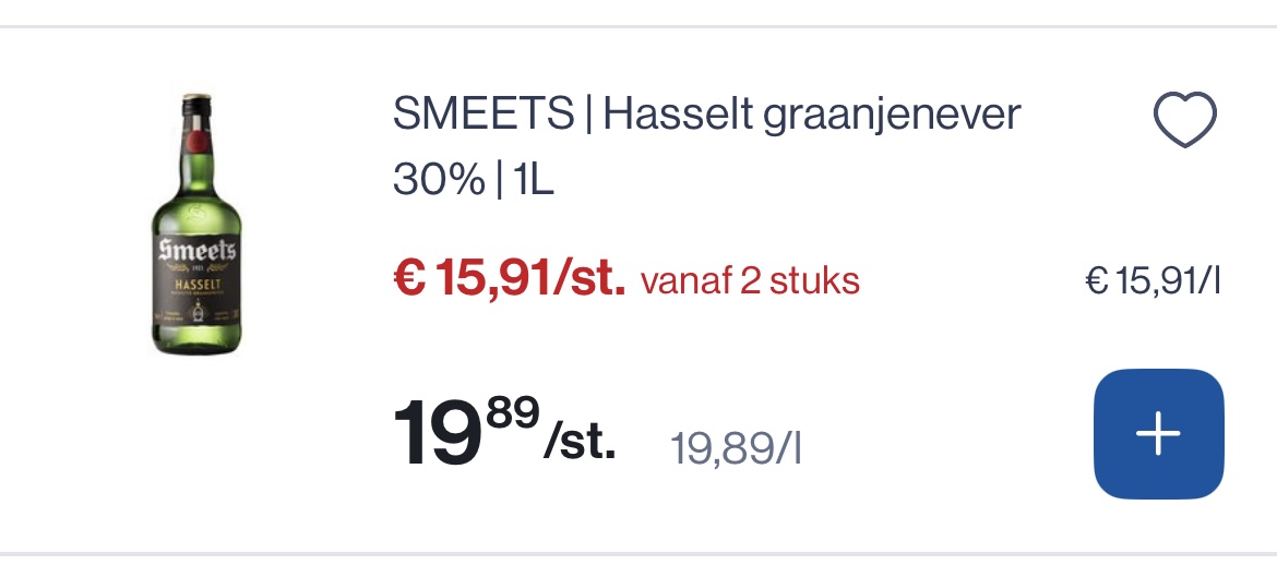 Smeets Hasselt graanjenever 30% 1 L