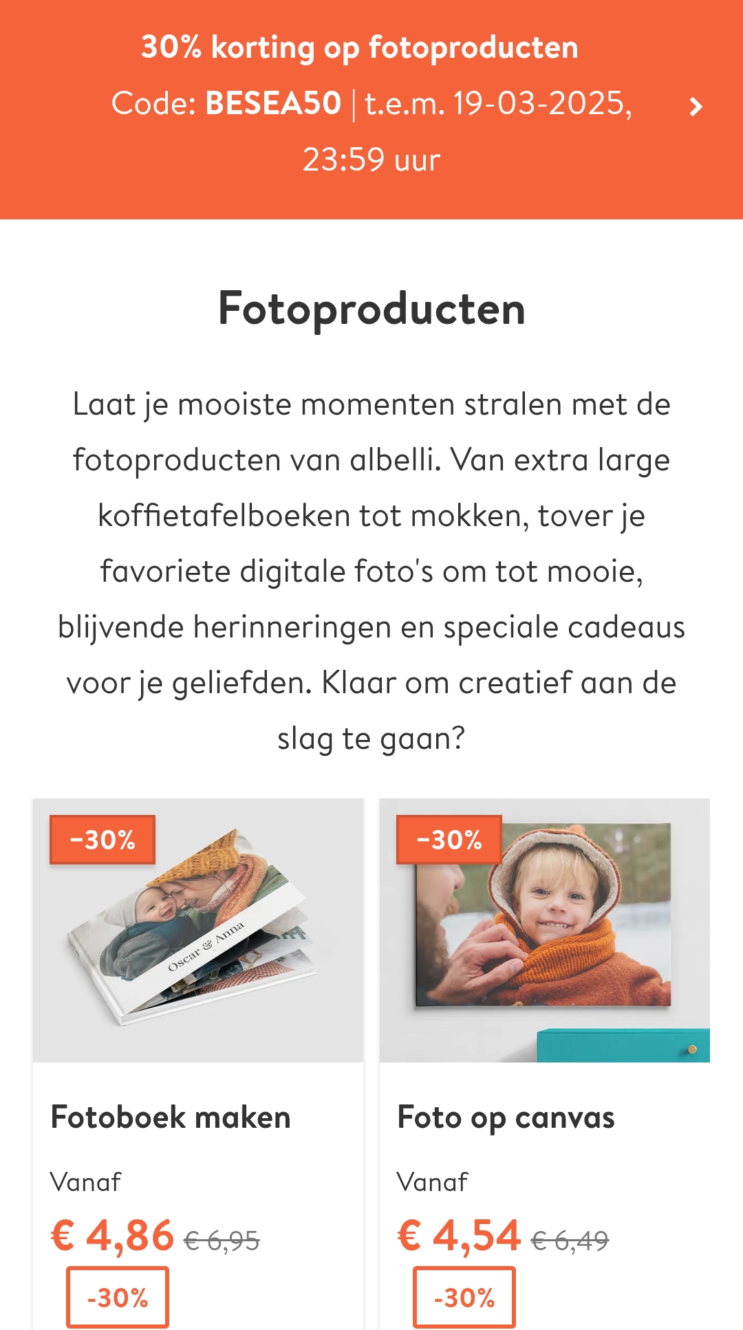 Albelli 30% fotoproducten