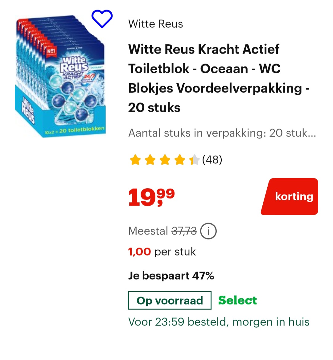 Witte Reus Kracht Actief Toiletblok -47% op bol.com