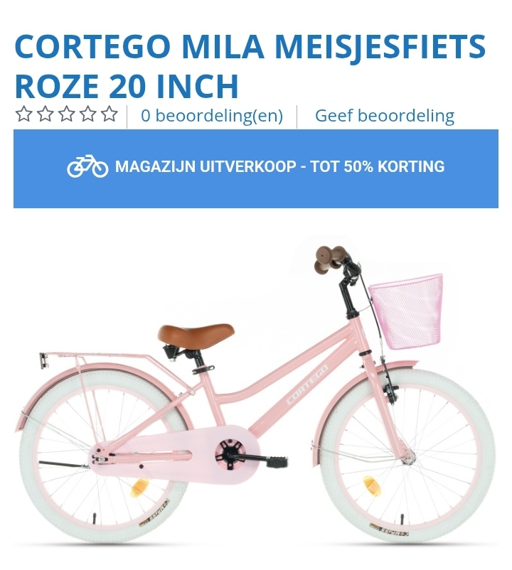Cortego Mila Meisjesfiets Roze 20 inch