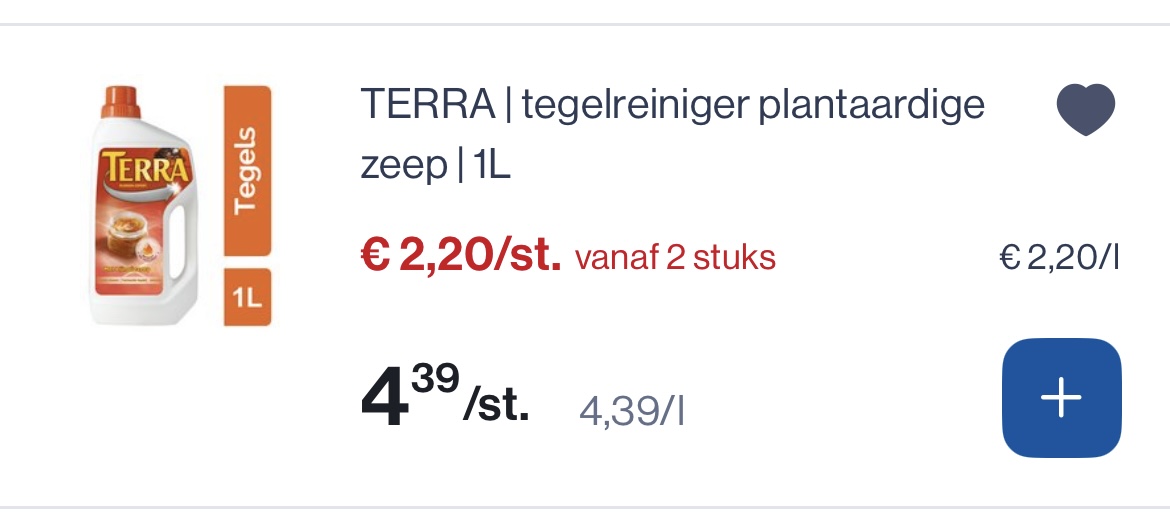 -50% op Terra tegelreiniger plantaardige zeep 1L