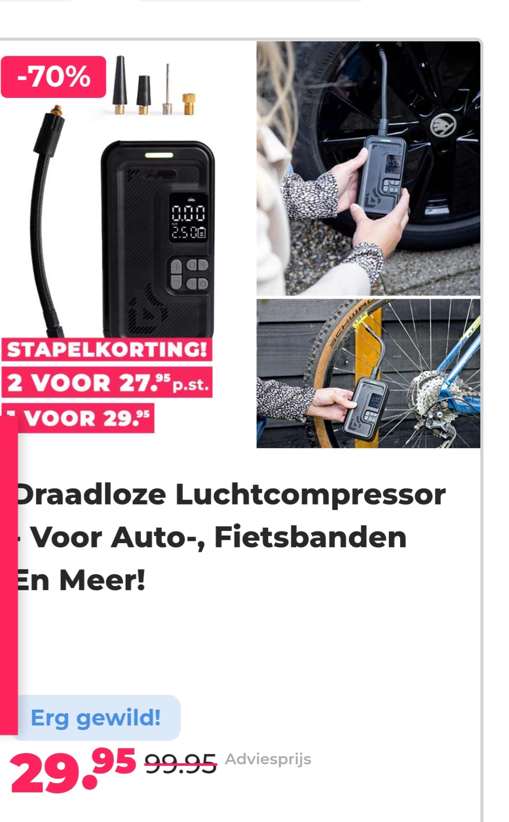 Collect&go Draadloze Luchtcompressor - 70% op voordeelvanger.nl