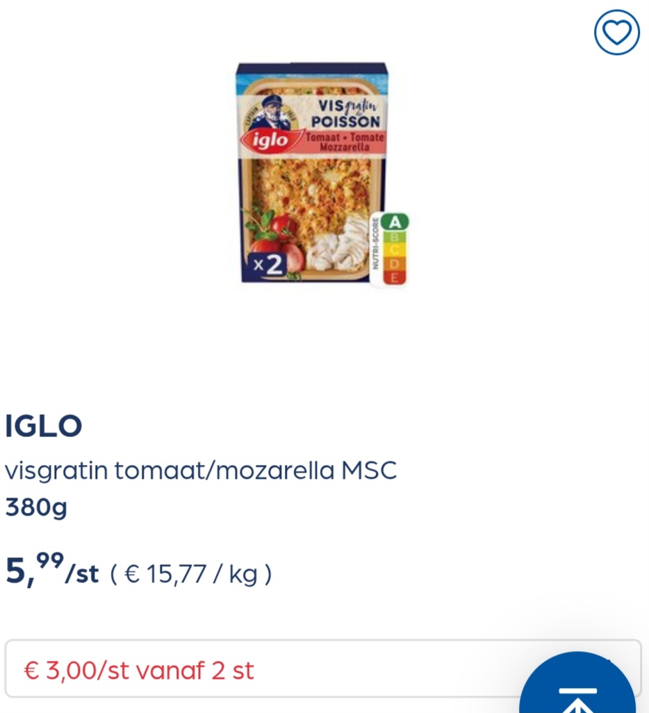 Collect&go IGLO visgratin tomaat/mozarella MSC 380g