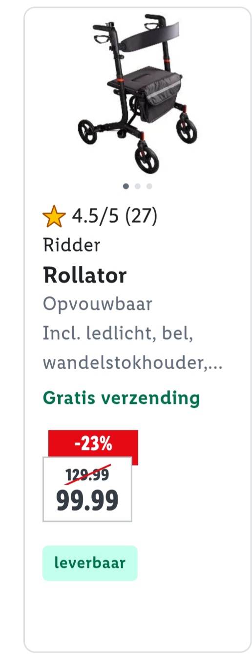 Ridder Rollator -23% bij lidl.be