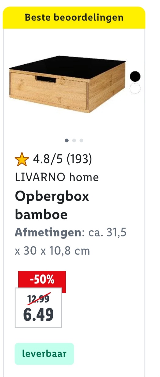 Opbergbox bamboe LIVARNO home Afmetingen: ca. 31,5 x 30 x 10,8 cm -50% pp lidl.be