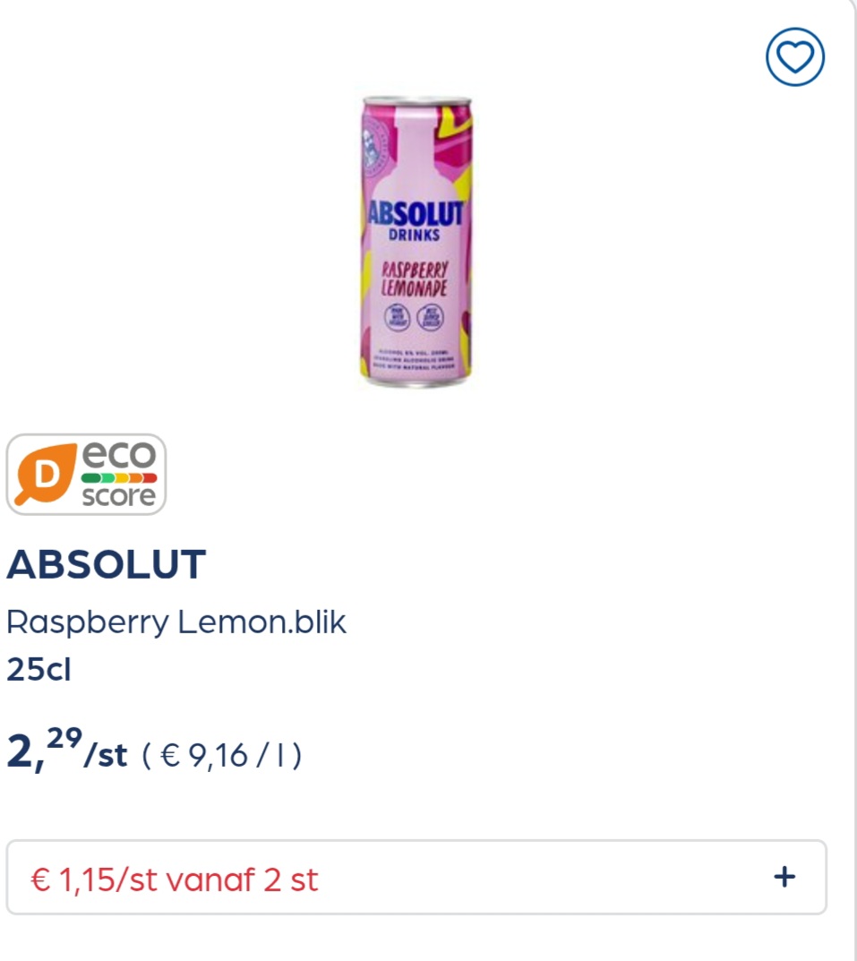 ABSOLUT Raspberry Lemon.blik 25cl