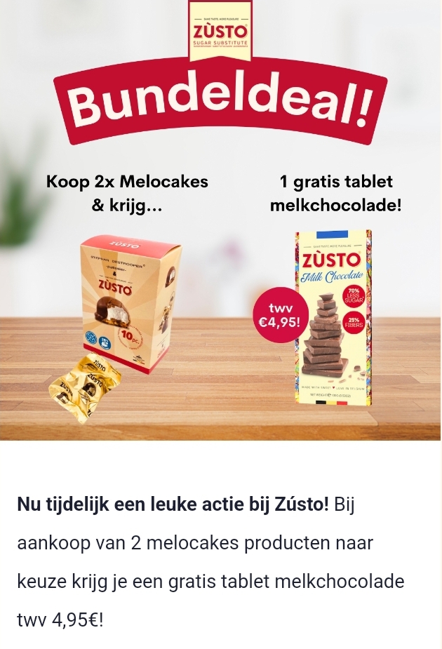 Gratis tablet Zùsto melkchocolade bij aankoop
