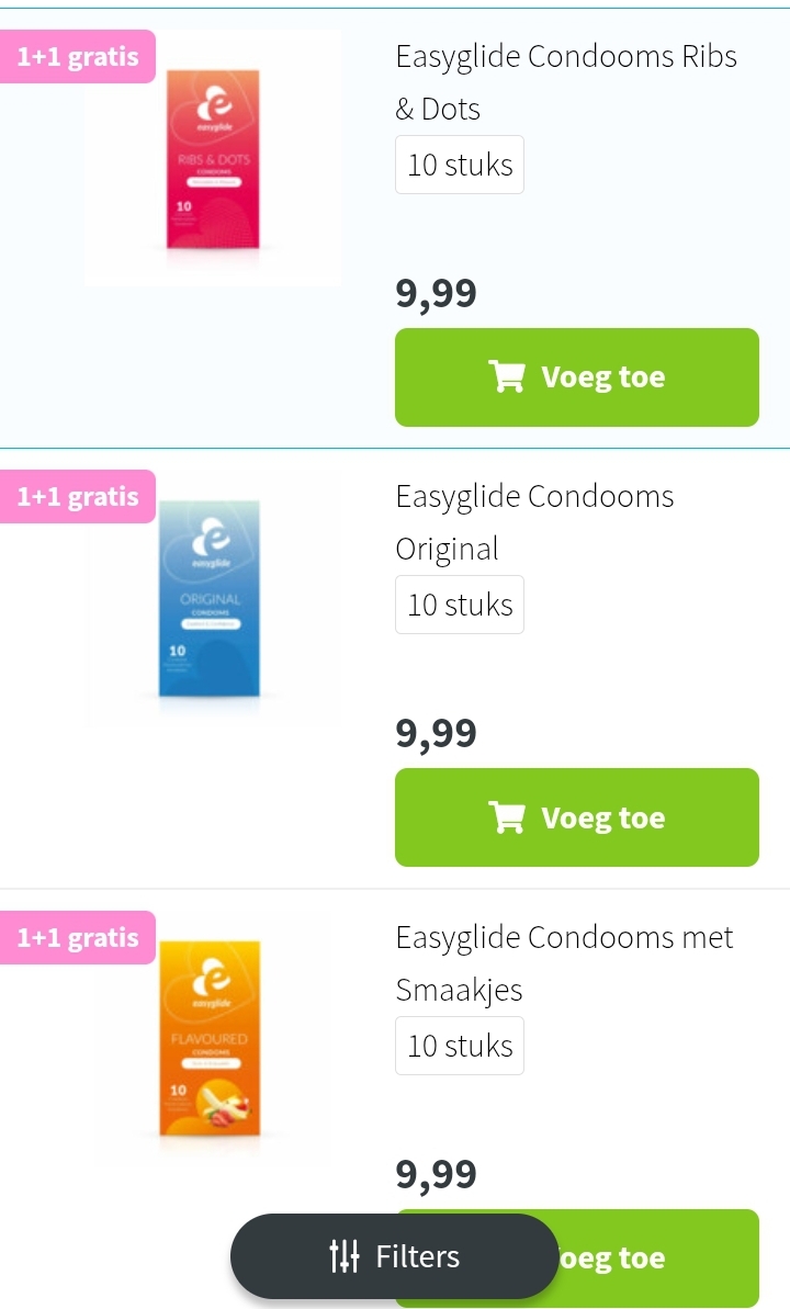 Easyglide condooms 1+1 gratis