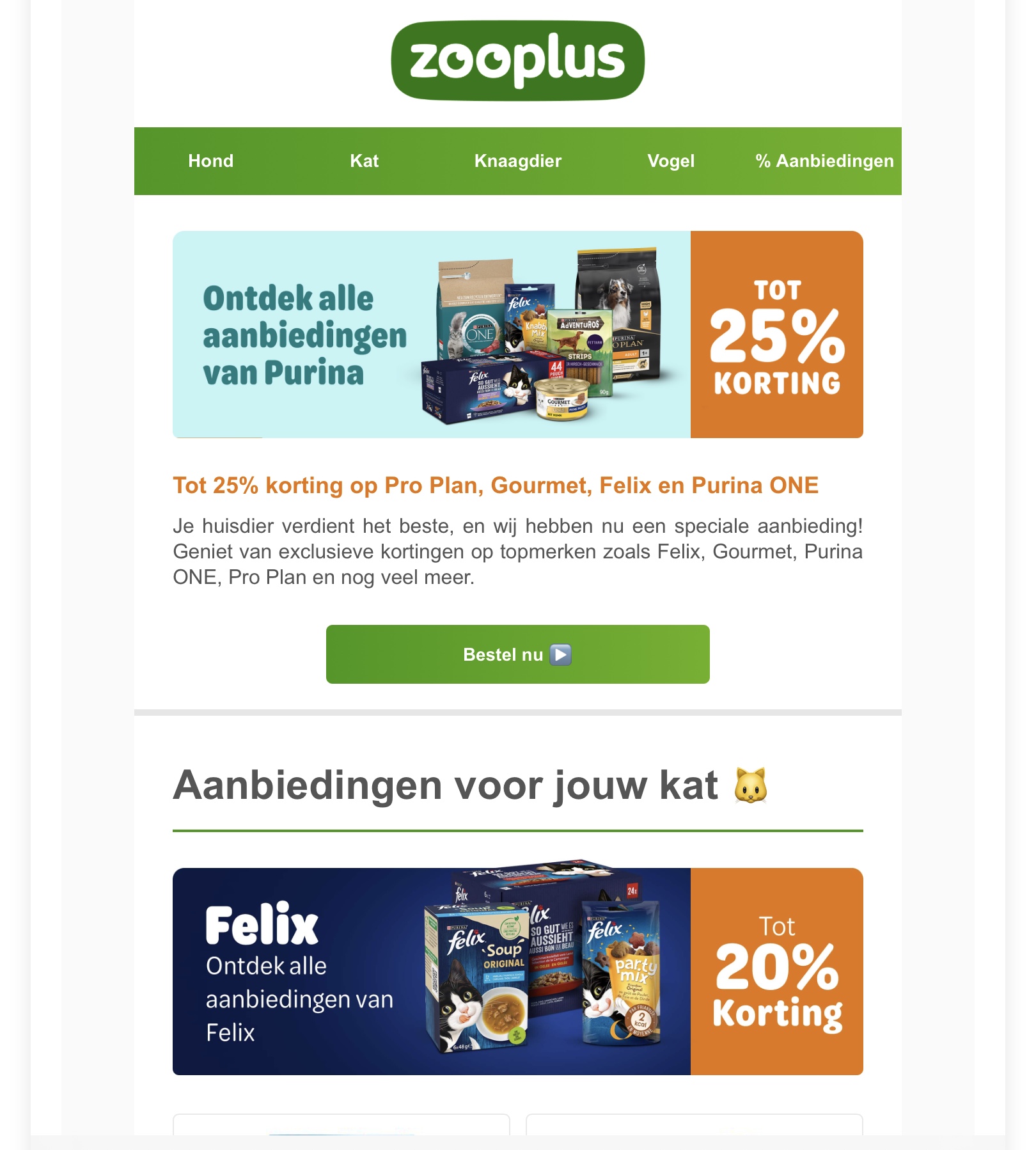 Katten en honden voer tot 25% korting Zooplus