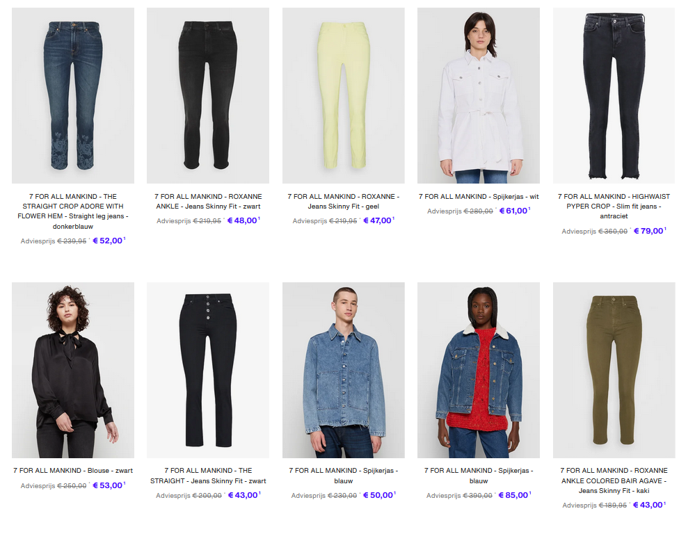 7 for all mankind tot wel 78% korting