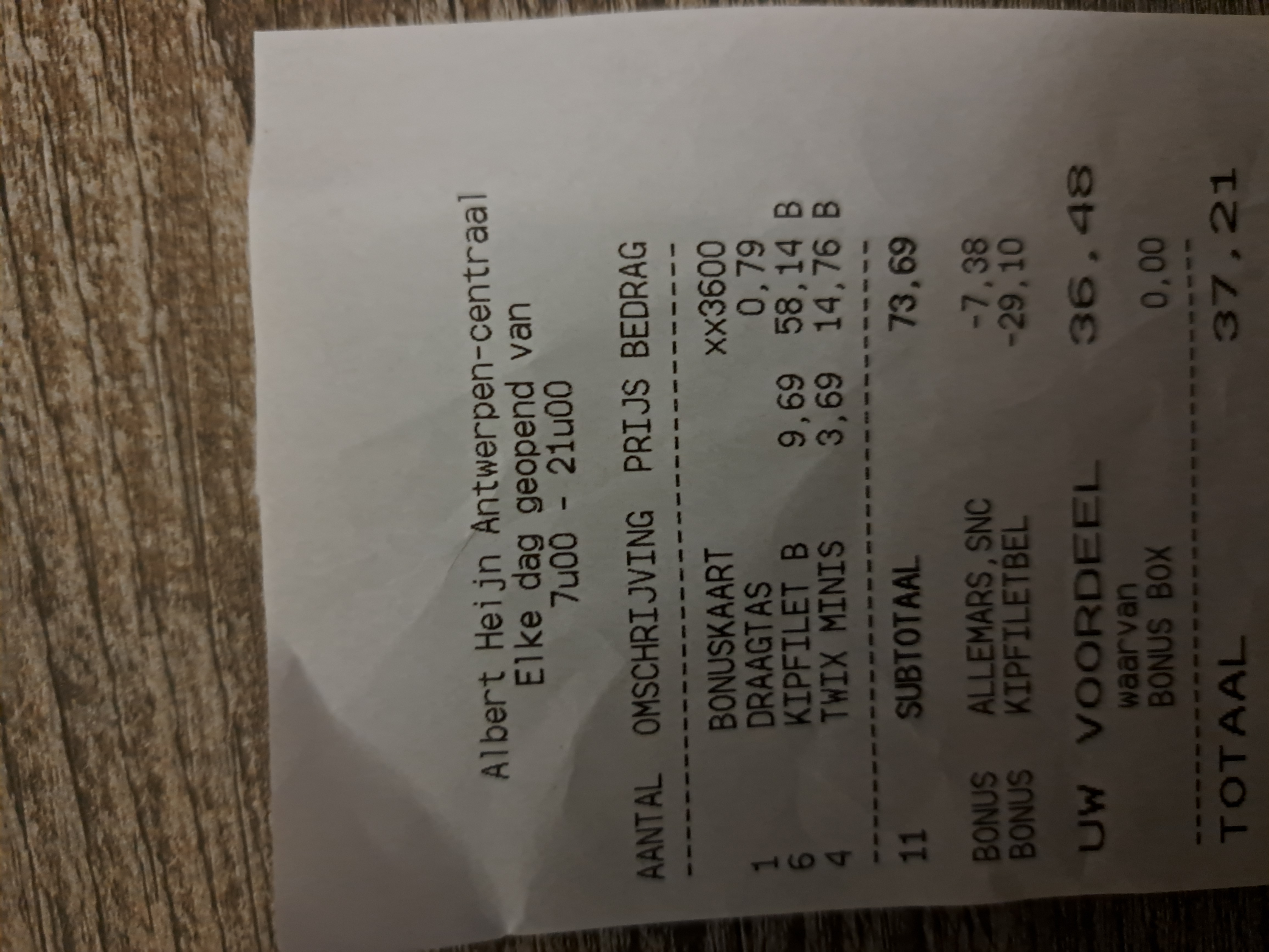 Albert Heijn kip en twix minis