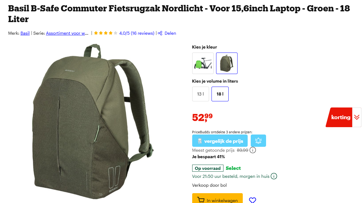 Basil B-Safe Commuter Nordlicht Fietsrugzak