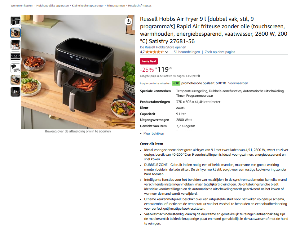 Russell Hobbs Air Fryer 9 l
