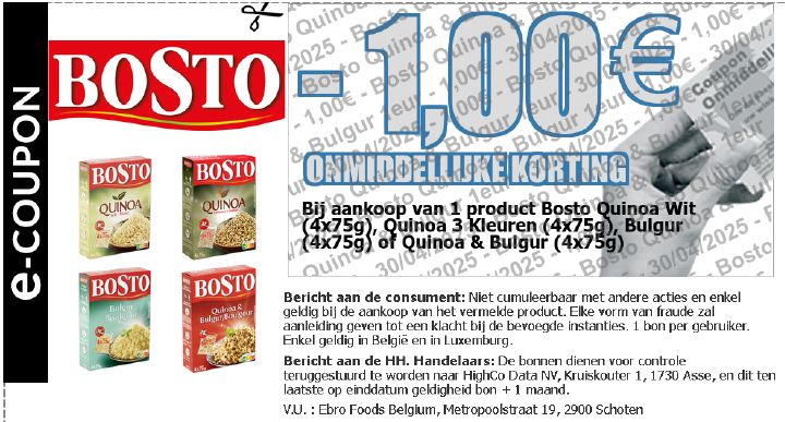-€1,00 coupon Bosto Quinoa of Bulgur 🍚