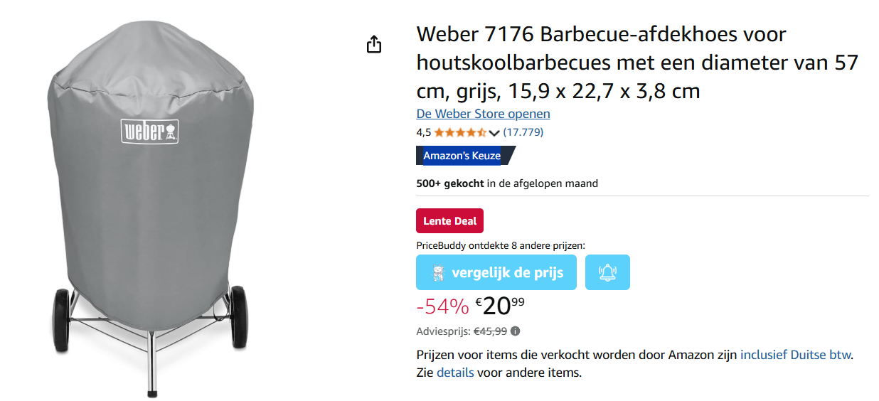 -48% Weber 7176 BBQ beschermhoes bij Amazon Duitsland