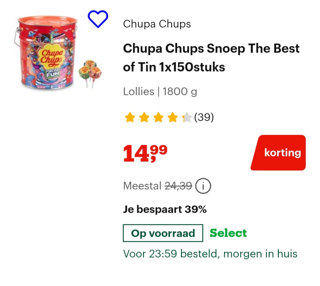 Chupa chups snoep 1x150stuks voor €14,99 bij bol.com