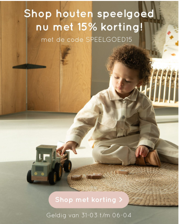 Gepersonaliseerd houten speelgoed met 15% korting