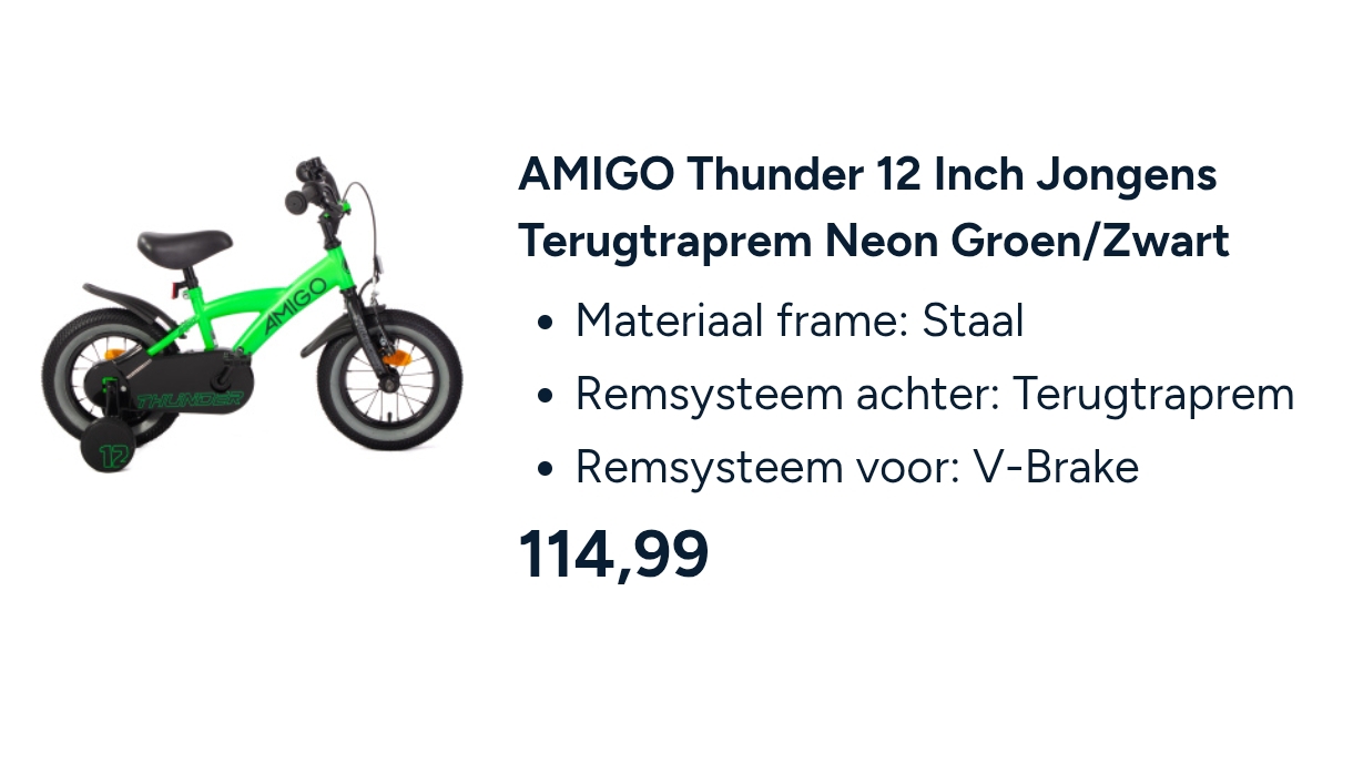 10€ korting op Amigo kinderfietsen bij Internet-Bikes