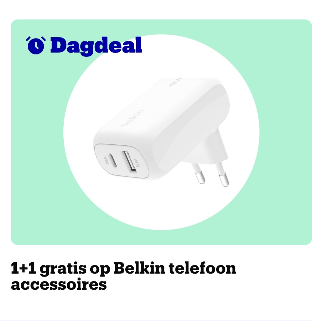 Alléén vandaag: 1+1 gratis op Belkin telefoon accessoires bij bol.com