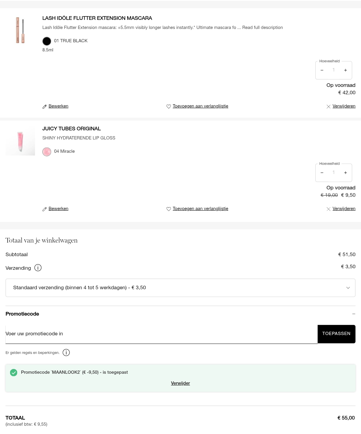 -50% korting bij aankoop 2e product Lancôme