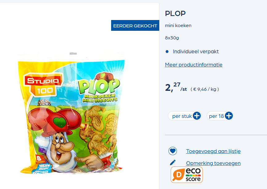 Plop minikoekjes, 8 pakjes nu 26% voordeliger bij Collect&Go
