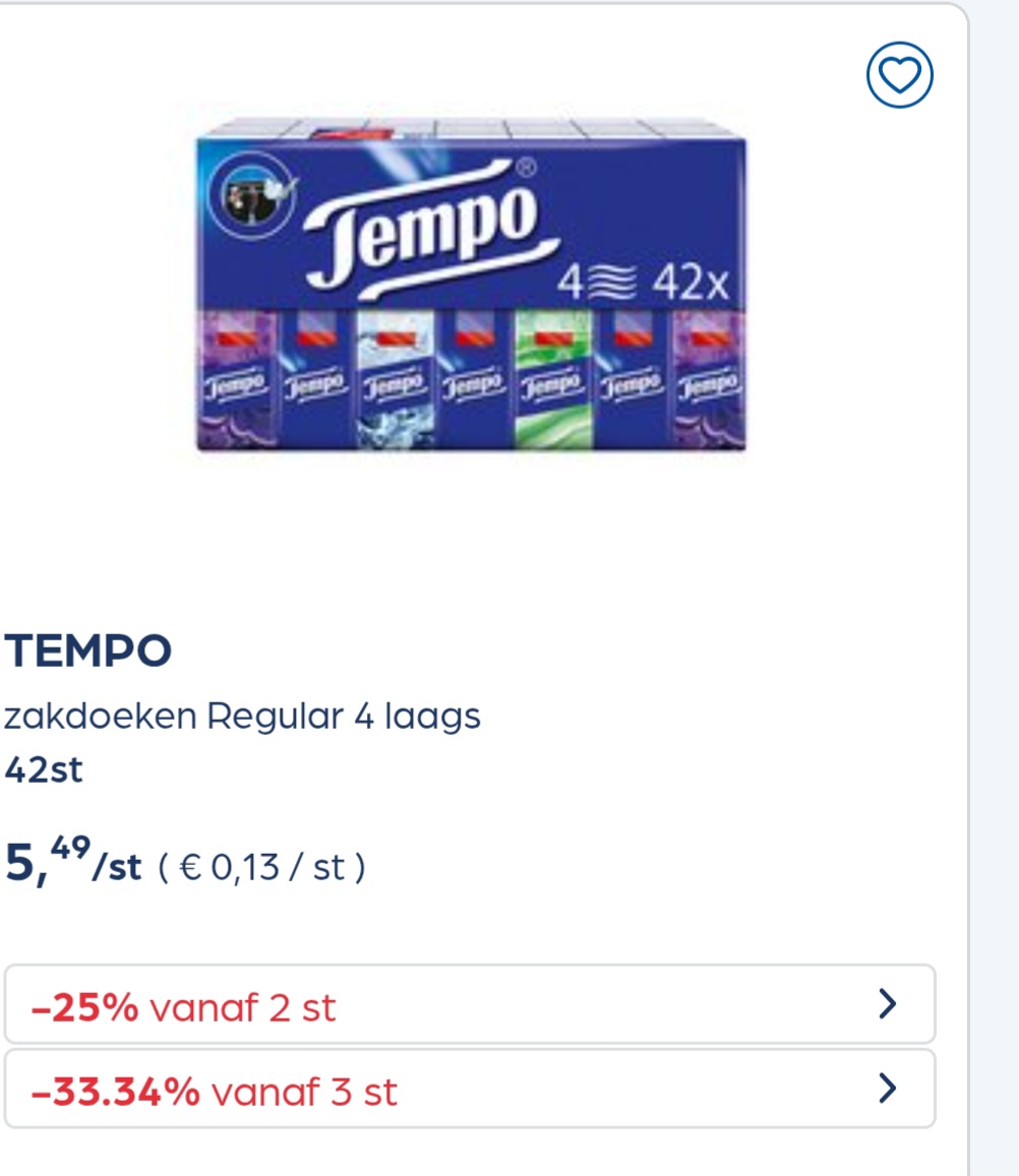 Collect&go tempo zakdoeken -33,34% extra