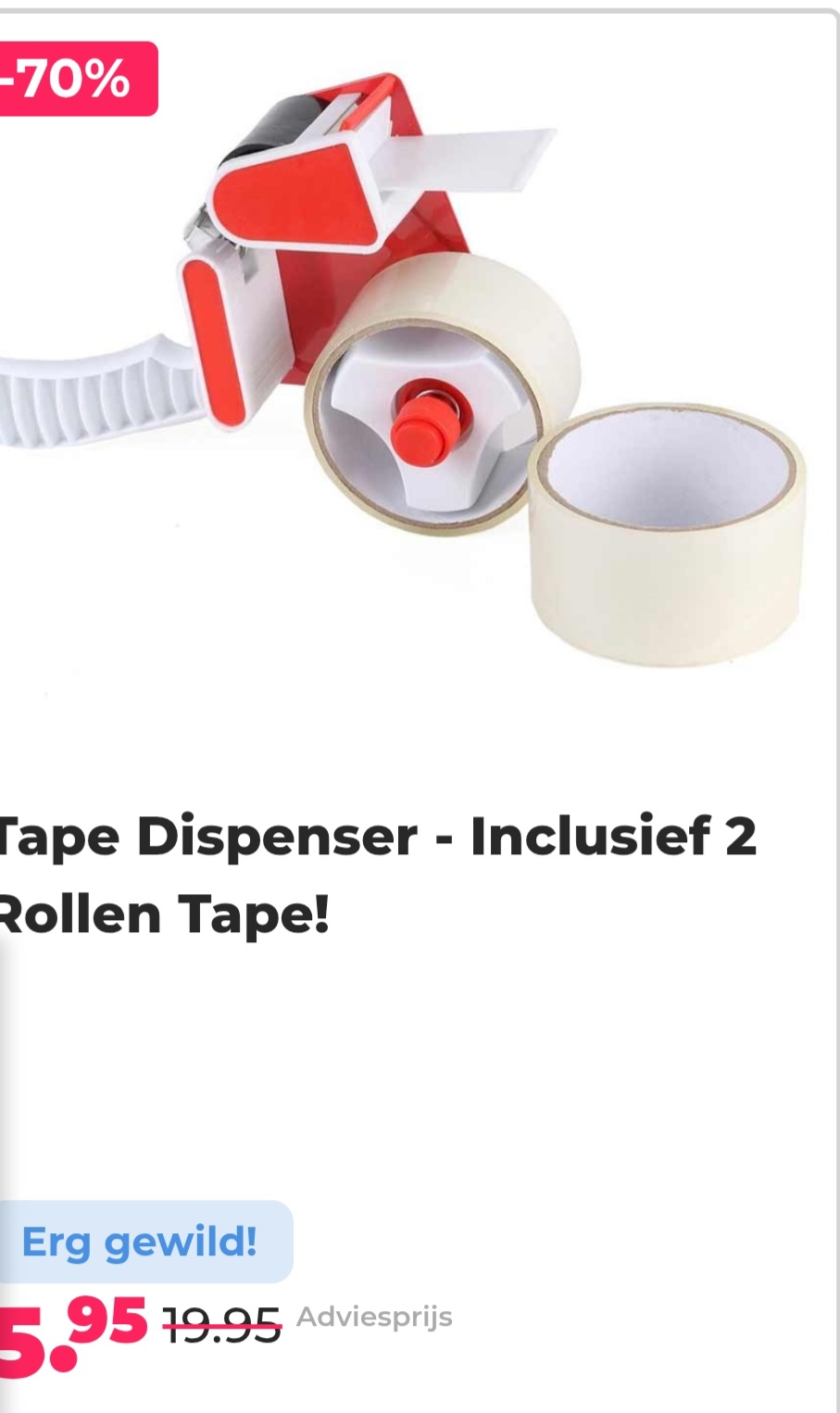Tape dispenser - Inclusief 2 rollen tape -70% op voordeelvanger.nl