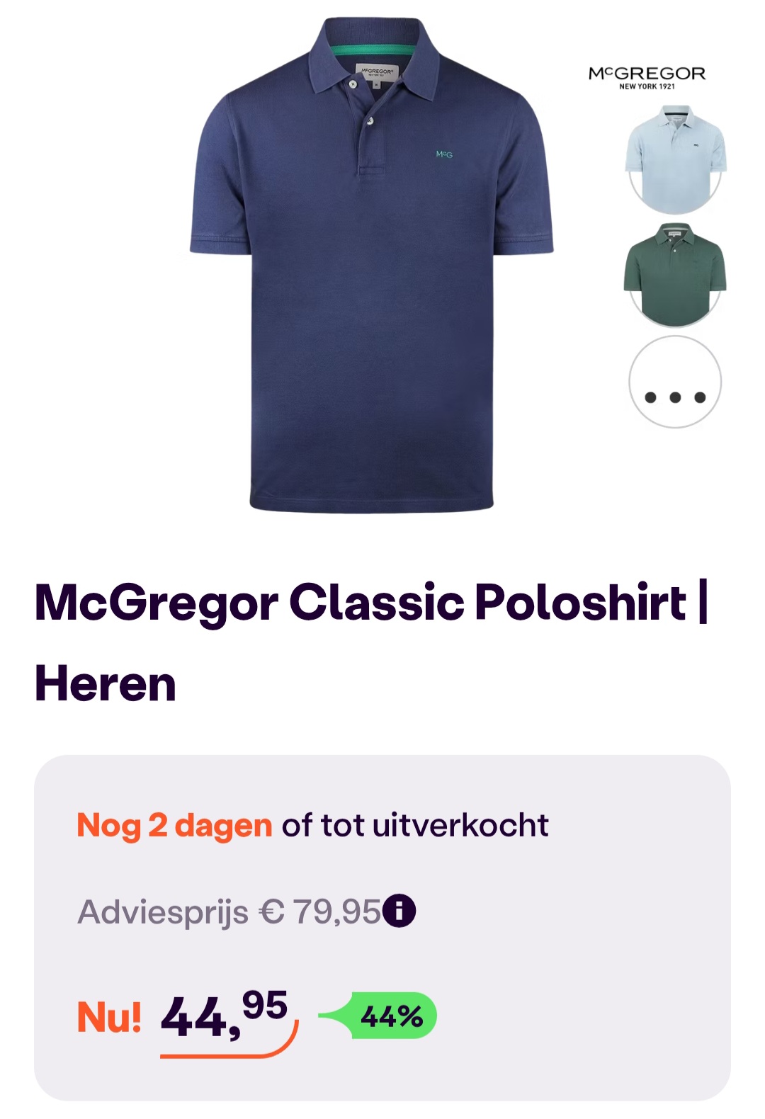 McGregor classic poloshirt -44% bij ibood.com